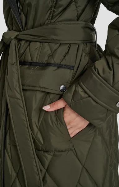 DKNY Diamond Quilted Belted Coat