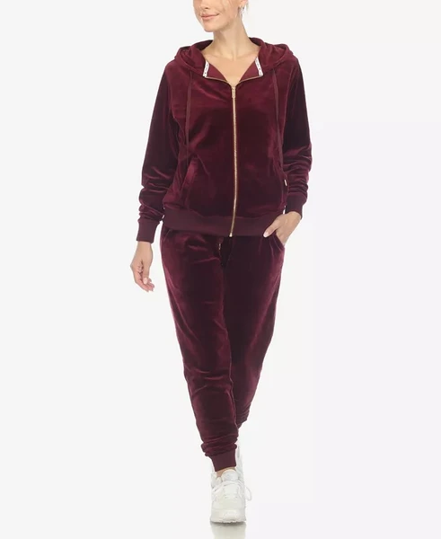 White Mark Women's Velour Tracksuit Loungewear 2Pc Set
