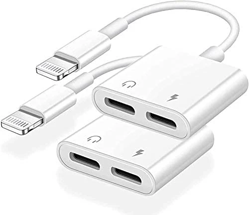 Belcompany [Apple Mfi Certified] Dual 2In1 Lightning Headphone Audio & Charger Adapter Splitter For Iphone Ipad,2 Pack