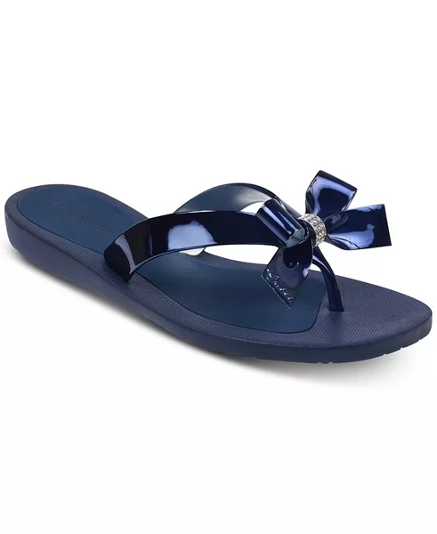 GUESS Women's Tutu Embellished Bow Flip Flops