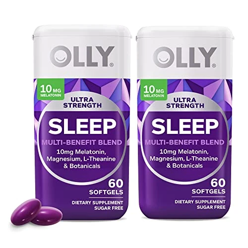 OLLY Ultra Strength Sleep Softgels 10Mg Melatonin L-Theanine Chamomile Magnesium Lemon Balm Supports Deep Restful Sleep Nighttime