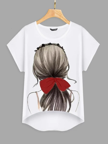 Shein Figure Graphic Batwing Sleeve Tee