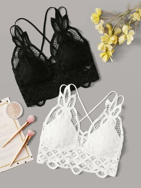Shein 2pack Contrast Lace Bra Set