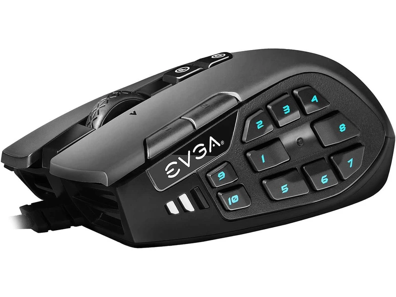 EVGA X15 MMO Gaming Mouse, 8k, Wired, Black, Customizable, 16,000 DPI, 5 Profiles, 20 Buttons, Ergonomic